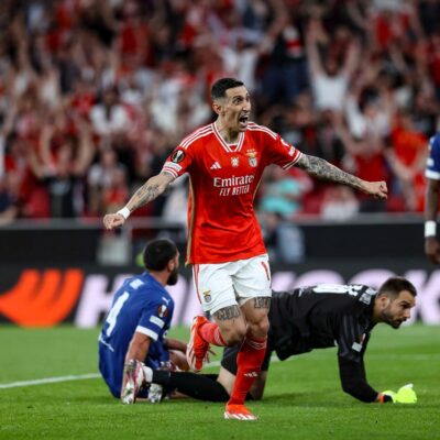 Di María lidera influência no Benfica na Liga Europa; Aubameyang e Rafael Leão também se destacam